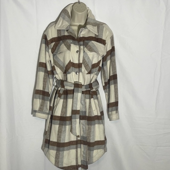 Blank NYC Jackets & Blazers - BlankNYC Plaid Belted Shirt Jacket